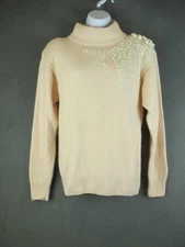 Artando Sweater Womens Medium Pink Embellished Pearl Floral Crewneck Pullover