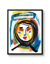 Modern Abstract Face Expressionism Bold Acrylic Art Signed Original Painting