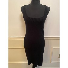 LaLavon Classic Black Ribbed Midi Tank Dress Little Black Dress