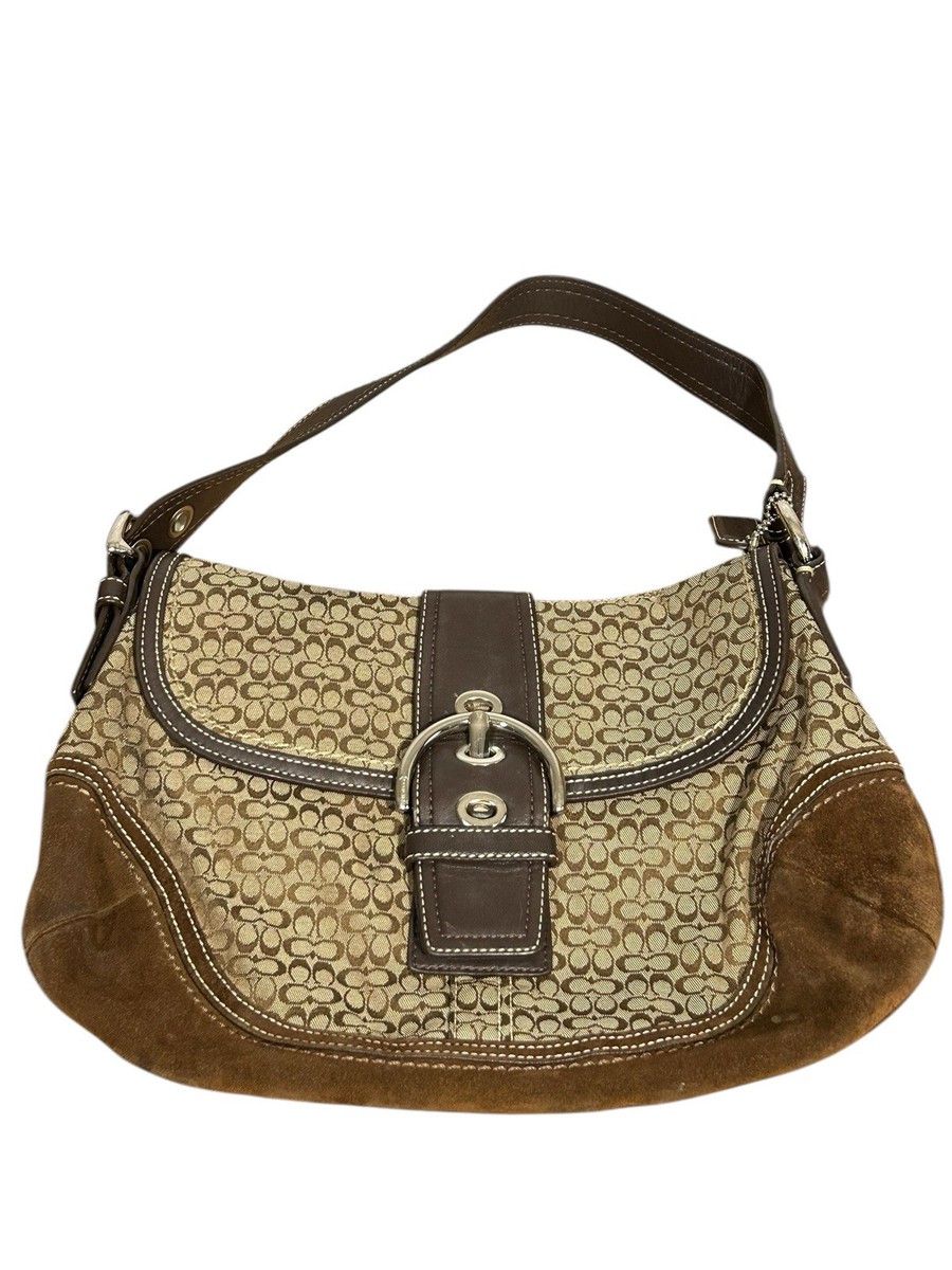 Coach Brown Khaki Hobo Soho Purse Bag Signature Jacquard