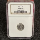 1942-S Mercury Dime NGC MS66FB Blast White Full Bands Super Luster