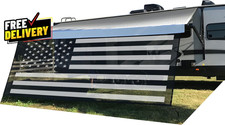 RV Awning Sun Shade Screen 8 X 15' 3 American Flag Black Mesh Sunshade Camper...