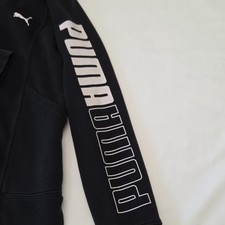 PUMA Women's Black Track Jacket Full Zip Logo Sleeve Mid-Length S/M 843668-01