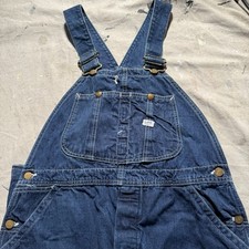 Vintage 1960  s Lee Sanforized Dark Denim Overalls Usa Workwear 38 Waist