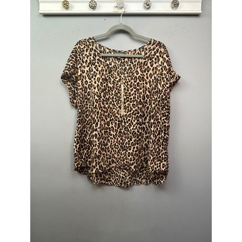 BOLD elements Cut to Curve Leopard Print Quarter Zip Shirt Women's XL