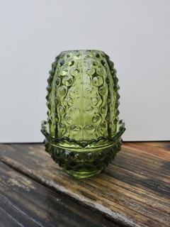 Excellent Condition Fenton Green Glass Hobnail Fairy Lamp