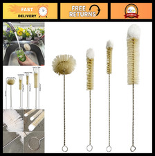 4-Pack Long Handle Bottle Brushes - Stainless Steel, Boar Bristle, Flexible Clea