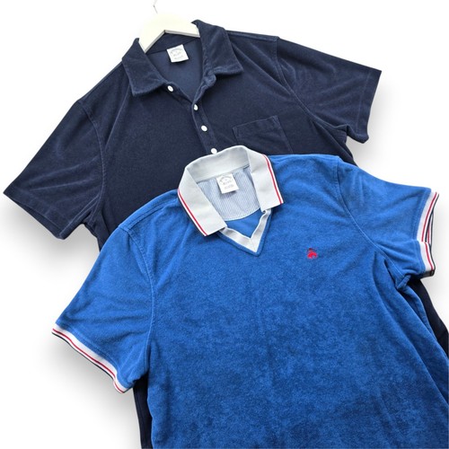 Brooks Brothers Terry Polo Shirt Lot 2 Mens XL Blue Navy Cotton Short Sleeve
