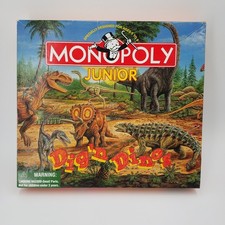 Monopoly Junior Dig N Dinos Hasbro 1998 Complete Game Dinosaurs Educational STEM