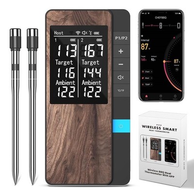 Fleischthermometer Kabellos, Meat Grill Thermometer Mit Doppelsonde, Bluetooth