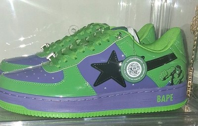 A Bathing Ape Bapesta Hulk Green Purple Black Low Top Men's Sneaker
