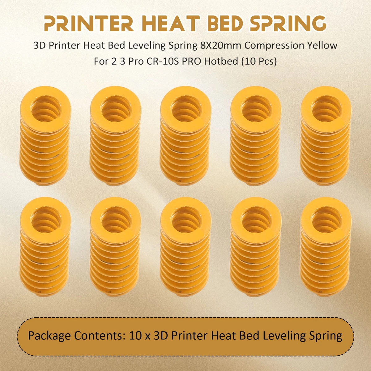3D Printer Heat Bed Leveling Spring 8X20mm Compression Yellow for Creality7866