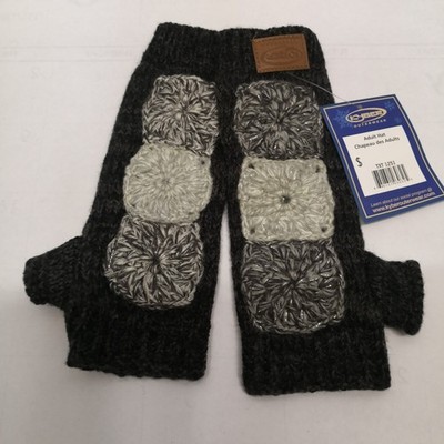 KYBER Outerwear Texting  Fingerless Gloves Black Wool Hand Knit Mittens #TXT1251