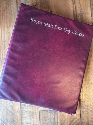 Royal Mail Ersttagsbrief rot Kunstleder Album 19 Seiten Präsentationsmappe