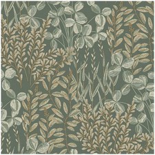 Image of Grandeco Inia Green Red Dark Brown Wallpaper Vinyl Botanical Paste The Wall