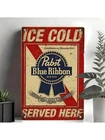 Retro Metal Sign Pabst Blue Ribbon Beer 12" x 8 " Man Cave Decor Vintaqge Style