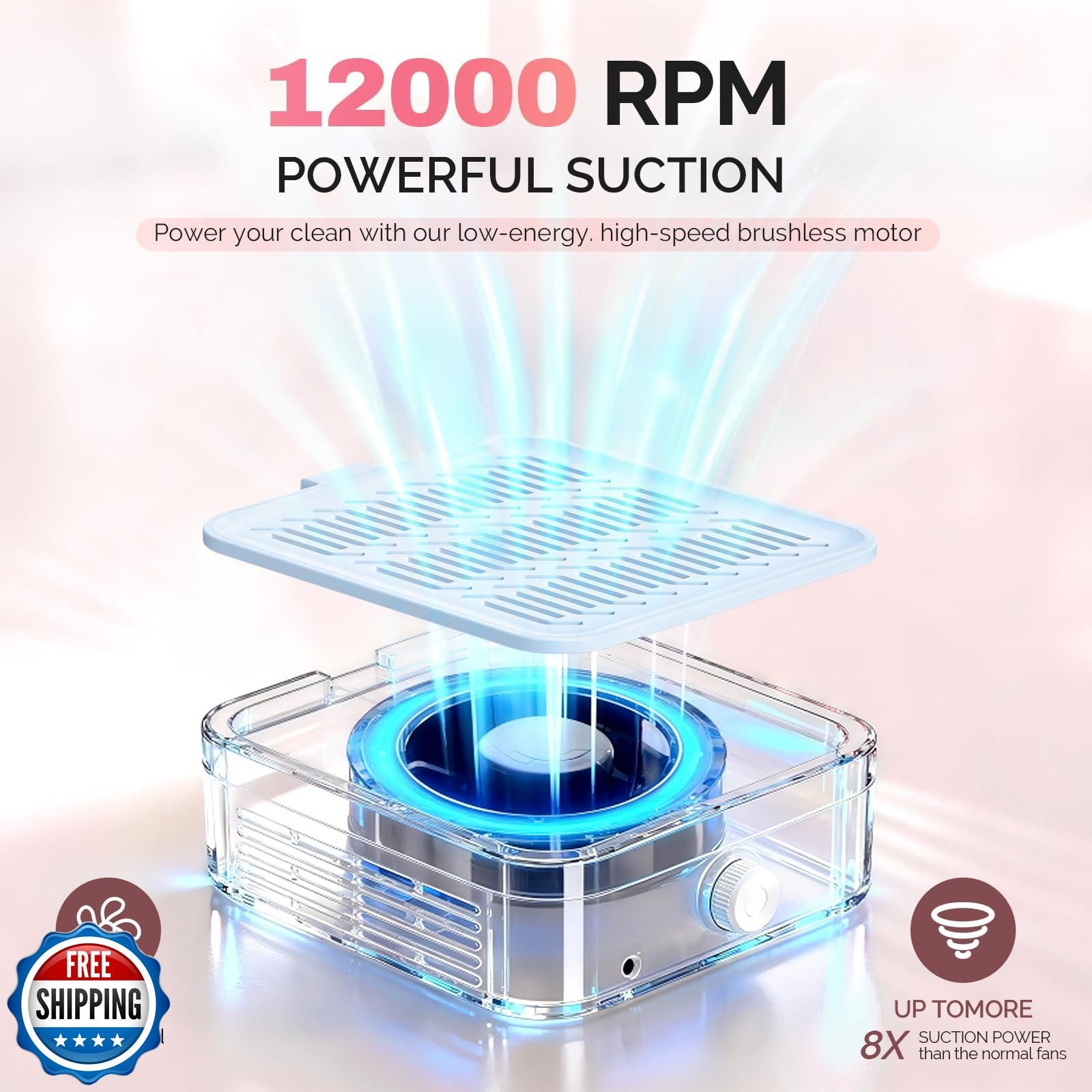 LIONVISON Nail Dust Collector for Acrylic: 120W Professional Nails Dust Colle