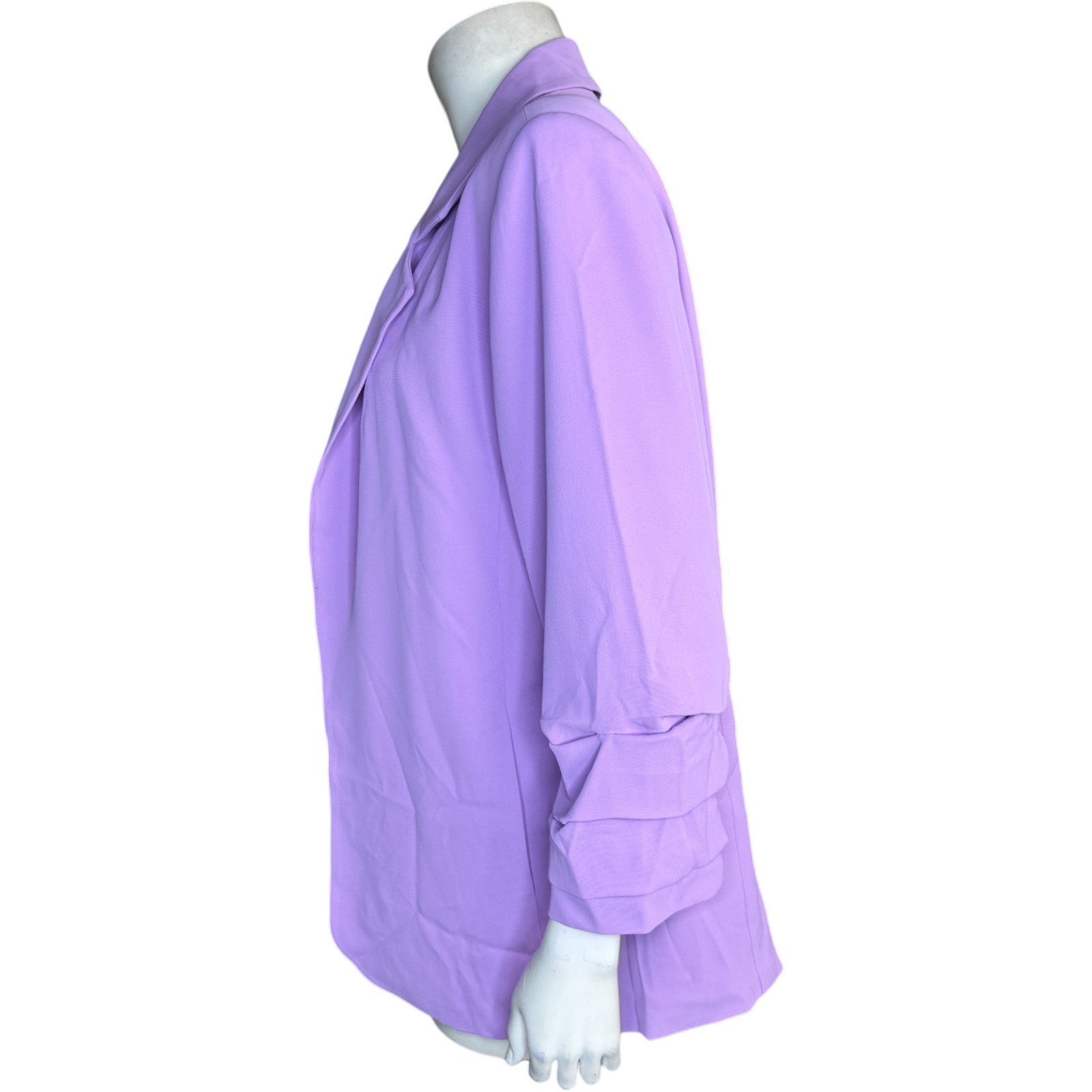 nicole by Nicole Miller Stretch Crepe Blazer with Ruched Sleeves Liliac Small