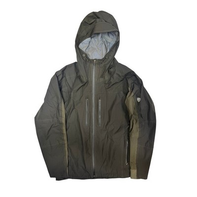 Kuhl Projekt Mens Large Olive Green Full Zip Hooded Rain Jacket Shell
