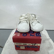 Vtg EUC Buster Brown White Toddler Baby Walking Shoes Size 3 in Box Boy Girl