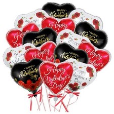 Happy Valentines Day Balloons - 15 Pcs Black White Red Heart Balloons for 