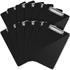 Black Plastic Clipboards Set of 12 Multipack - 12.5x9 Inch Clipboard Holds 10...