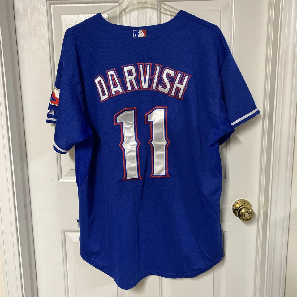 Majestic Texas Rangers Yu Darvish Jersey Blue #11 Men's 48 L Cool Base Stitched - Image 2 of 4