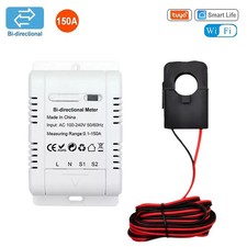 Tuya Smart Bi kierunkowy jednofazowy miernik WIFi z zaciskowym czujnikiem prądu 150A