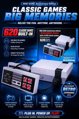 New Mini NES Anniversary Edition 620 Games Style Console Plug & Play