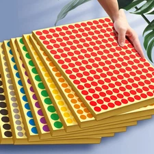 6mm-100mm Self Adhesive Dot Label Stickers 15 Sheets Multi Color and Size Round