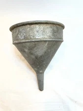 Vintage Galvanized Metal Gas Oil Funnel Mesh Strainer Auto Farm Tractor 6" Dia