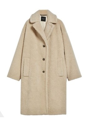   MAX MARA Wool Teddy Coat  Wollmantel Plüsch beige lachs 38IT_36FR_34DE