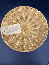 Antique Native American Papago Indian Reservation Coiled Basket Beargrass Yucca