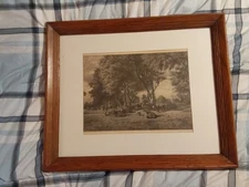 RARE 19c Blaknell ETCHING Engraving Cattle Troyon PENCIL SIGNED Framed 