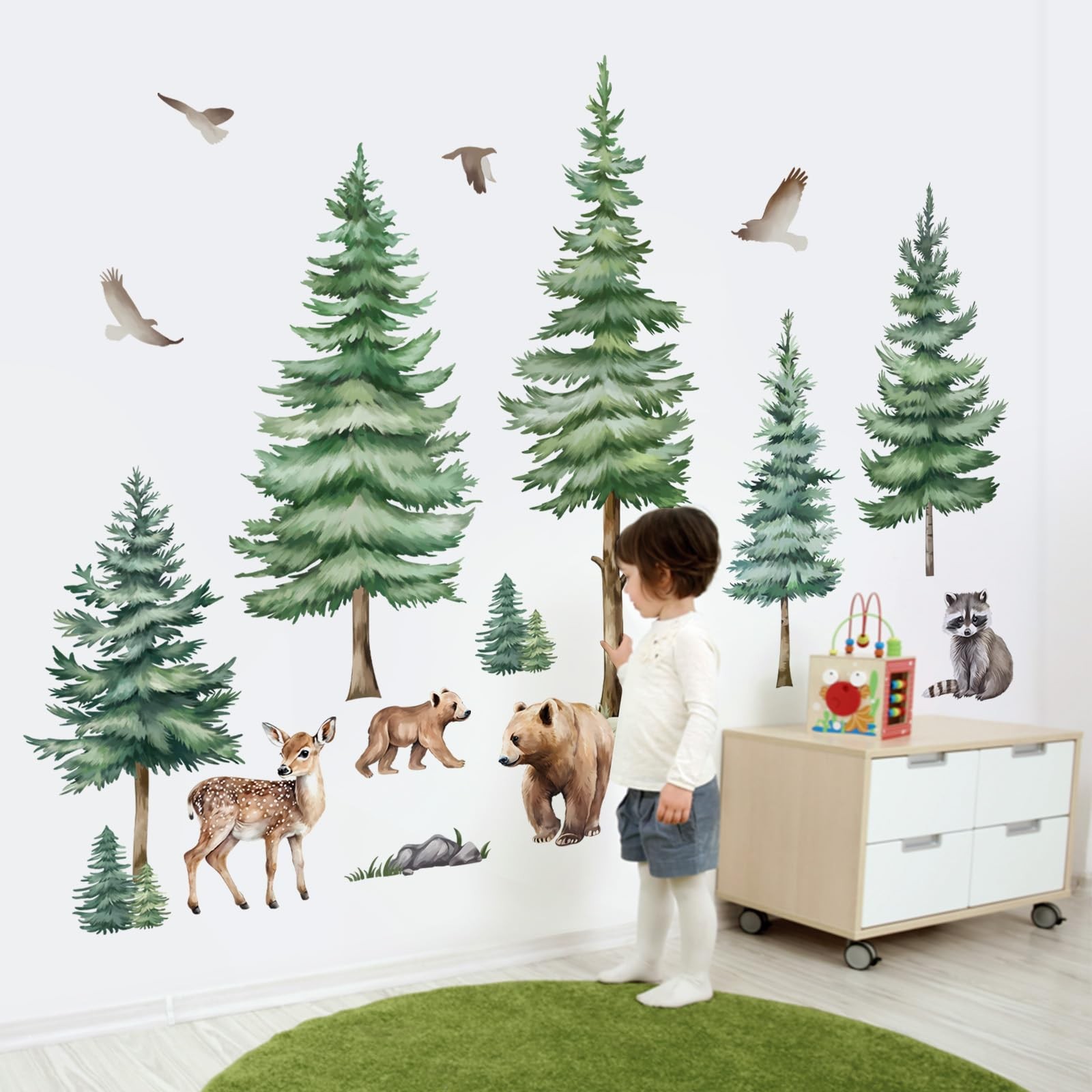 Stickers muraux grand arbre pin pour créer un cocon doux aux enfants