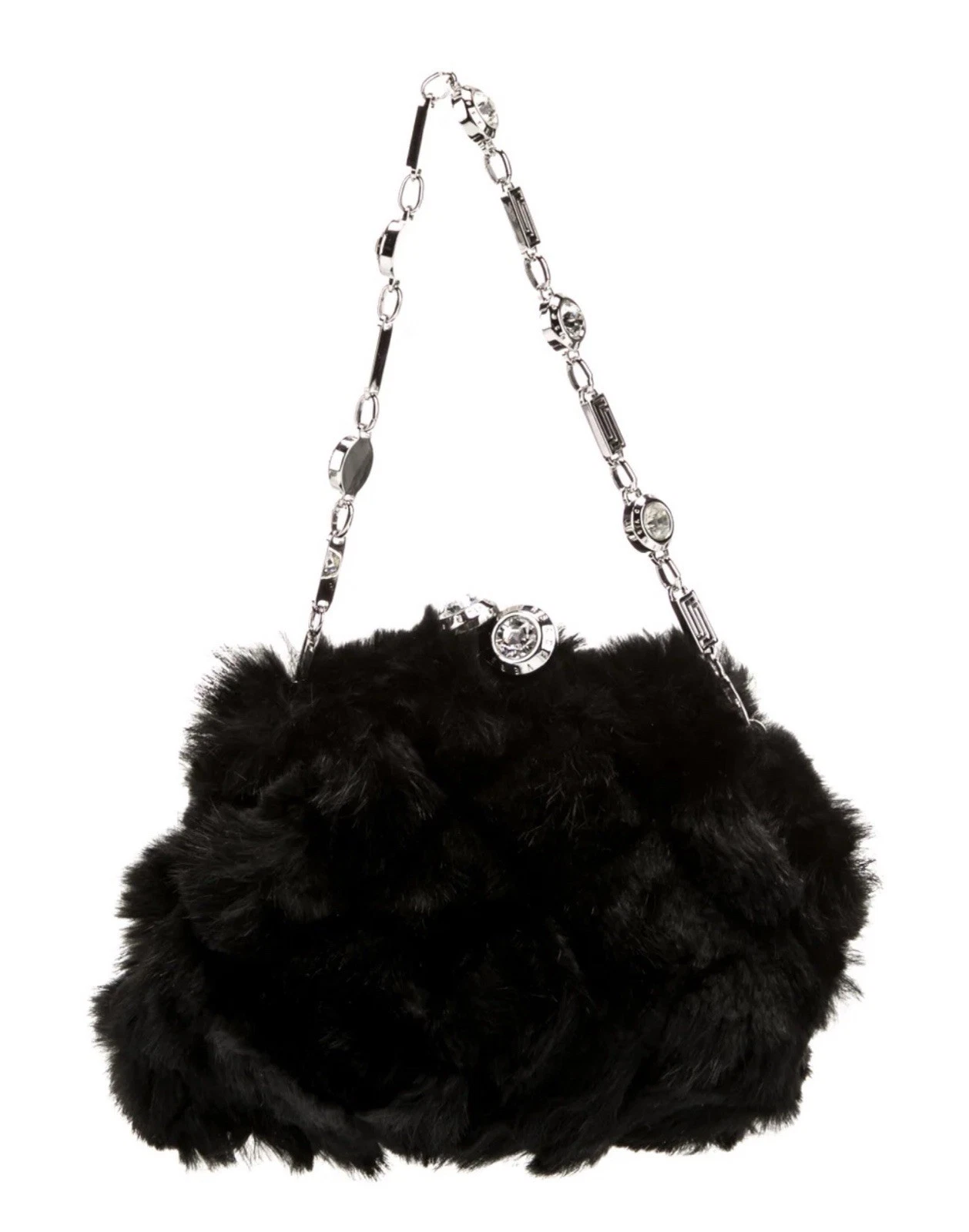 Versace — Vintage VERSACE Crystal-Embellished Rabbit Fur Evening Bag As New