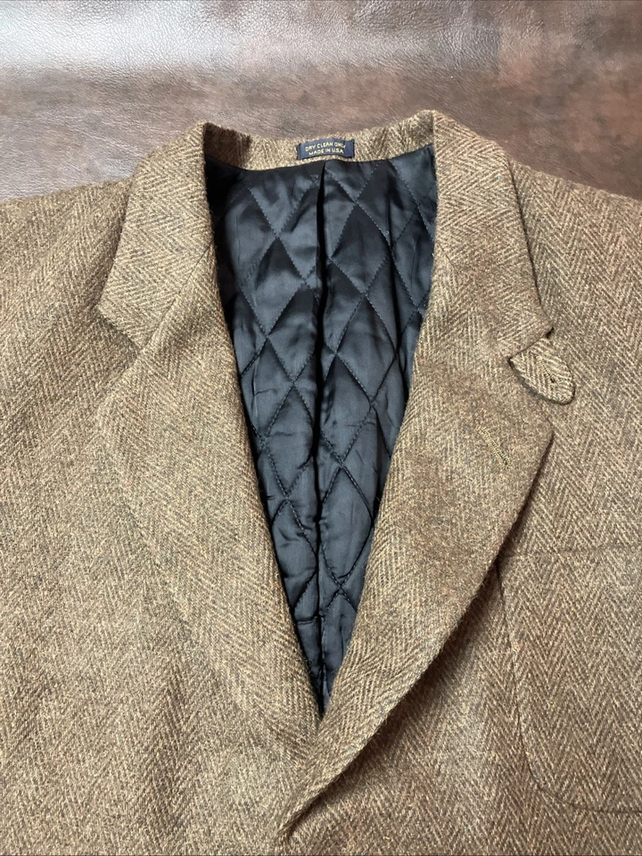Chaqueta Blazer De Colección LL Bean Hecha en EE. UU. "Thinsulate" Forrada Tweed Para Hombre XL Foto 4 de 4