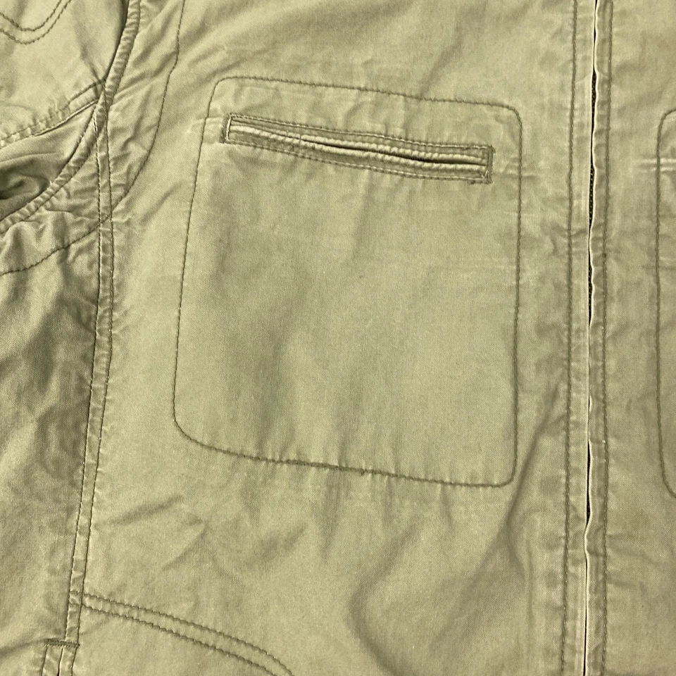 Guess Jacket Mens XL Green Cotton Moto Field Stand Collar Zip Pockets Utility - Image 4 of 4