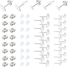 450PCS Earring Posts Stainless Steel Flat Pad,Hypoallergenic Stud Earrings wi...