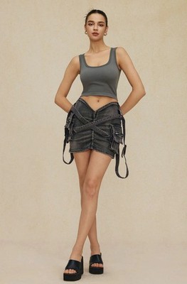 Micas Gray Denim Tank and Skirt Size M