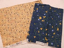 Moda Cotton Fabric Yellow & Blue Flowers Floral 2 Diff Patterns Pieces from Hear