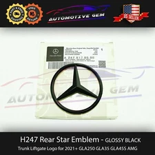H247 GLA45 AMG Trunk Star Emblem GLOSS BLACK Rear Logo Mercedes GLA250 GLA35