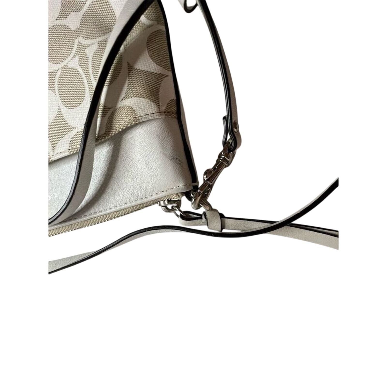 Coach Crossbody Purse Cream/Tan Signature Pattern… - image 8