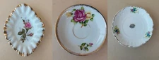 vintage tea saucer lot rose flower Tilso ruffled edge/ 1940s/ Enesco bone china