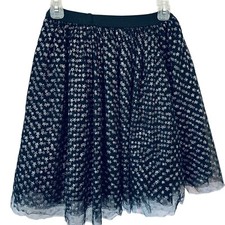 Magician Witch Black Layered Skirt Girl Size 6/6x Silver Stars Halloween Costume