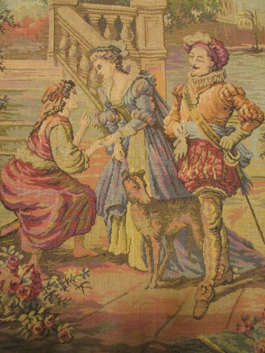 Tapestry Spanish or Portuguese 17th century scene 38 by 19 inches rectangle - Picture 2 of 8