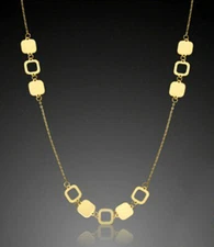 REAL GOLD *** fine square motif necklace chain 42-45 cm