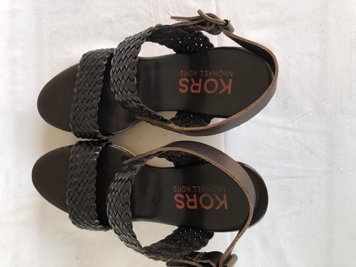 EUC KORS Michael Kors Wedge Heel Cork Platform Size US 9M Brown Straps Sandals A - Picture 5 of 10