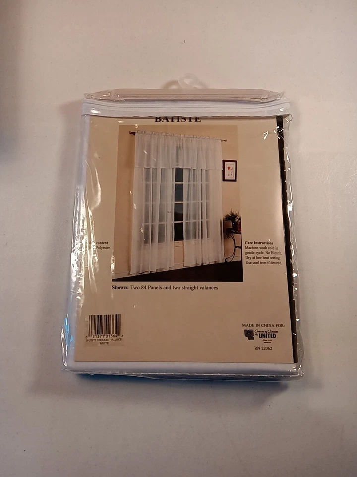 Curtains of Character by United solid batiste White Valance 54”w x 16”L  New  - Image 4 of 4