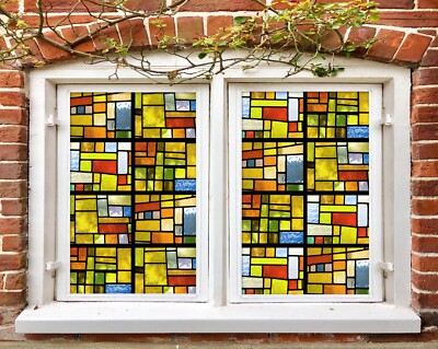 3D Block Linie C747 Fenster Film Drucken Aufkleber Haftendes Buntglas UV Sinsin
